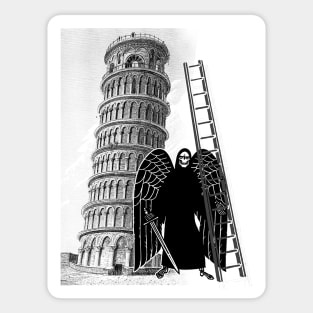 Angel of Death with ladder to the top of the tower Sticker